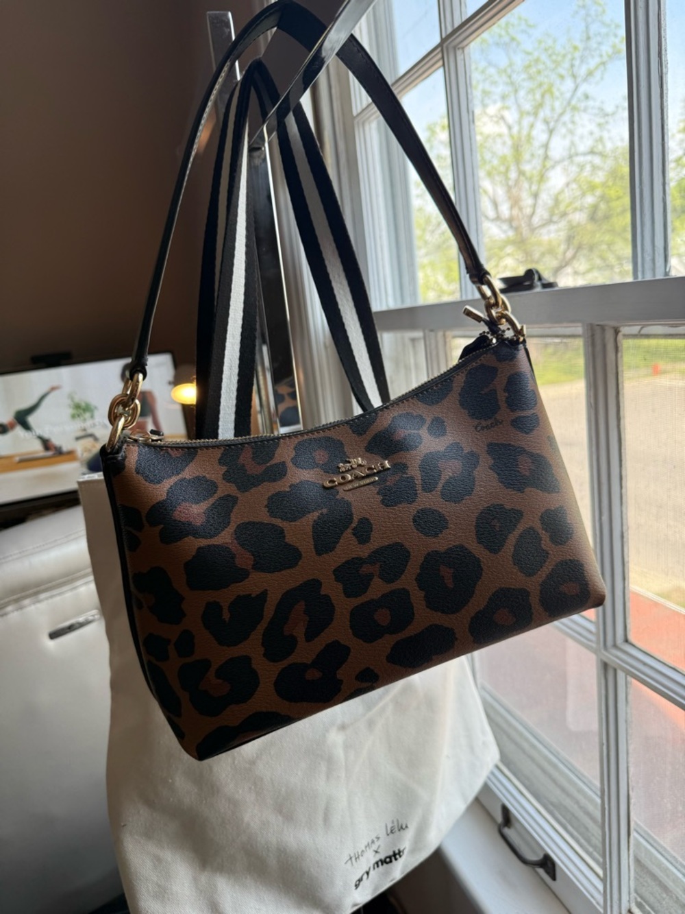 Coach Leopard-Print Shoulder Bag in Brown and Black - Picture 7 of 7